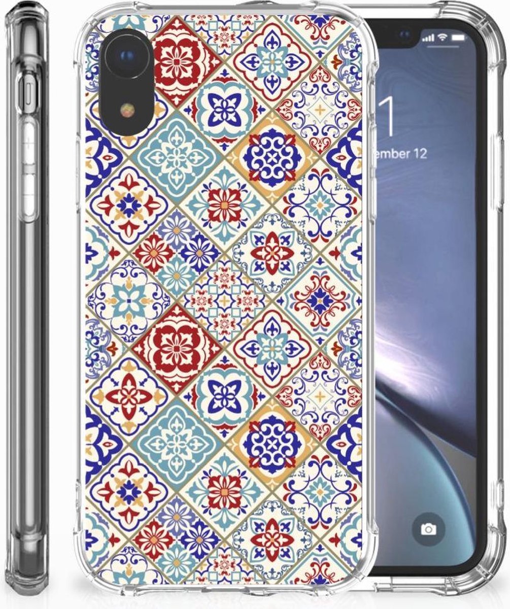 TPU Case Anti-Shock voor Apple iPhone Xr Anti-Shock Hoesje Tiles Color