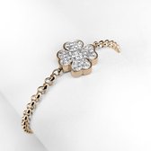 Bracelet Ponytail & Co trèfles à quatre feuilles Multi CZ - Femme - Acier plaqué or rose - M (15 + 5 cm)