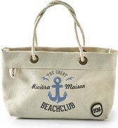 Riviera Maison The Great Beach Club Mini Bag - Toilettas - Creme/blauw