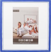 3D Houten Wissellijst - Fotolijst - 60x60 cm - Helder Glas - Blauw / Wit met Spacer