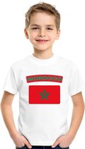 T-shirt met Marokkaanse vlag wit kinderen XS (110-116)