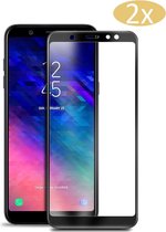 Screenprotector geschikt voor Samsung A6 2018 - Full Screen Protector Glas - 2 Stuks