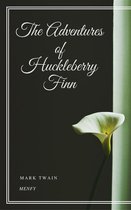 Boekhoes 'The Adventures of Huckleberry Finn' door Mark Twain met een witte calla lelie.