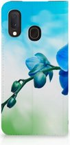 Geschikt voor Samsung Galaxy A20e Smart Cover Orchidee Blauw