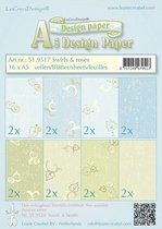 Design papier assortiment swirls & roses blauw/groen 16 x A5