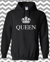 Hippe valentijn sweater | Hoodie | King & Queen | print queen | maat XL