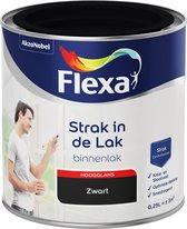 Flexa Strak in de Lak - Watergedragen - Hoogglans - zwart - 250 ml