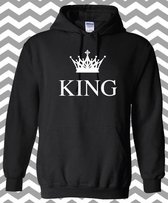 Hippe valentijn sweater | Hoodie | King & Queen | Print King | maat Large