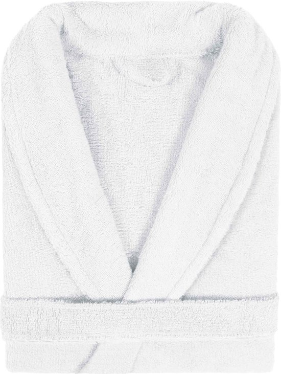 Badjas Badstof Uni Pure Royal met Shawlkraag Wit Maat S