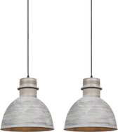 QAZQA dory - Landelijke Hanglamp - 2 lichts - Ø 305 mm - Grijs - Woonkamer | Slaapkamer | Keuken