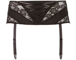 Cottelli Plus Size – Sexy Jarretel Gordel met Kanten Inleg voor een Onweerstaanbare Uitstraling – Maat L - Zwart
