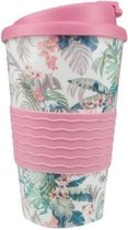Thermobeker met tropisch design - Multicolor - Reisbeker - Ø8.5 X H16cm