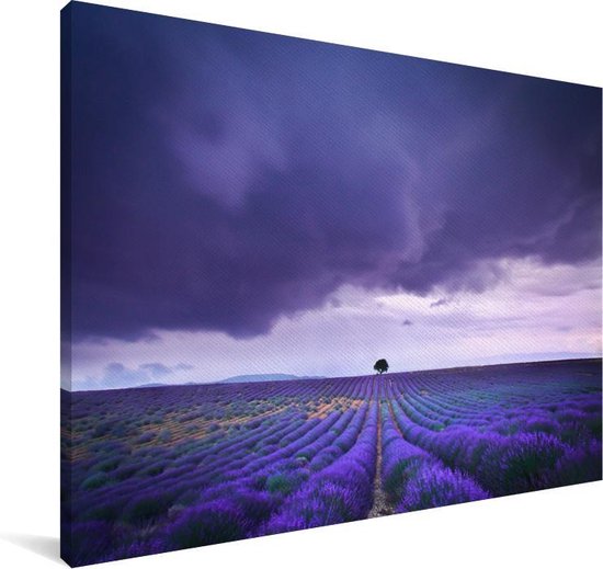 Nuages sur les champs de lavande Toile 30x20 cm - petit - Tirage photo sur toile (Décoration murale salon / chambre)