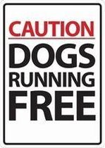 Caution Dogs Running Free