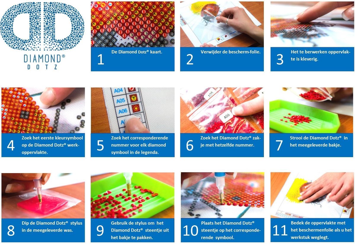 DIAMOND DOTZ DDS.002, Originele 5D Diamond Painting Set Butterfly Sparkle, Knutselpakket met 295 Ronde Steentjes, Dotz voor Volwassenen, Hobbypakket ca. 7 x 7 cm voor Kinderen Vanaf 8 Jaar — afbeelding 5