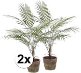 2x Groene kunst palmboom 70 cm in pot - Kunstplanten