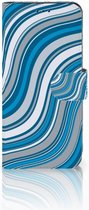 Geschikt voor Samsung S8 Bookcover Design Waves Blue