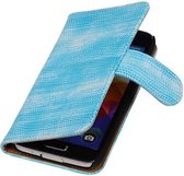 Mobieletelefoonhoesje.nl - Samsung Galaxy S5 Mini Hoesje Hagedis Bookstyle Turquoise