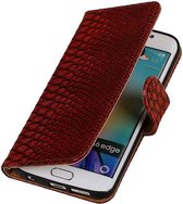 Mobieletelefoonhoesje.nl - Samsung Galaxy S6 Edge Hoesje Slang Bookstyle Rood