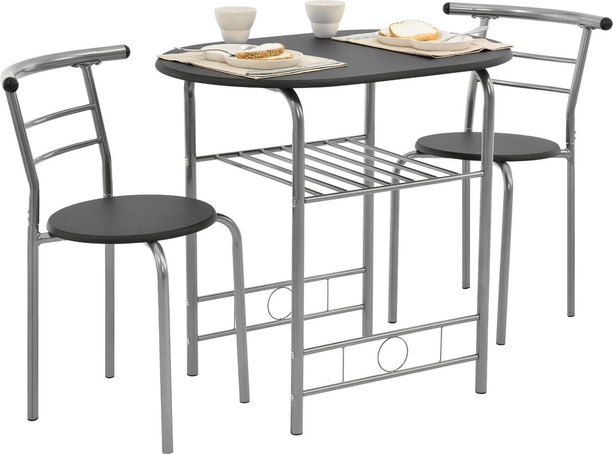 [en.casa]® Bistro Set metaal hout tafel met twee stoelen