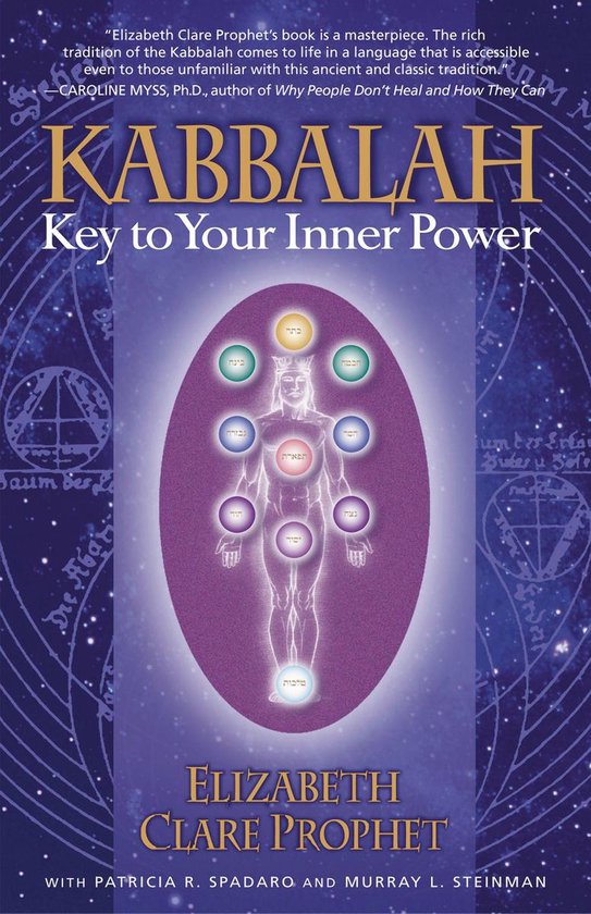 Boekomslag van Kabbalah: Sleutel tot je Innerlijke Kracht, met een figuur van een mens met cirkels erop, door Elizabeth Clare Prophet.