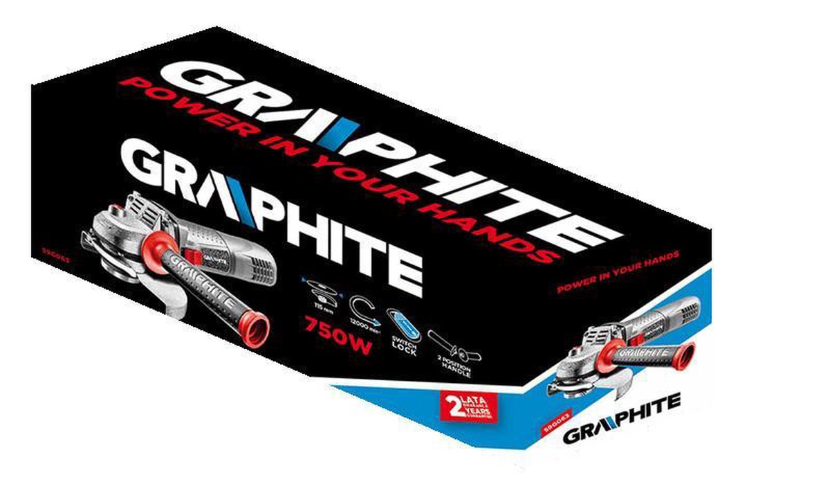 Graphite - Haakse Slijpmachine - 750W - 115mm Schijf - 12000rpm – foto 3