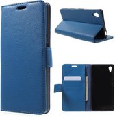 Litchi Cover wallet hoesje Sony Xperia Z5 blauw
