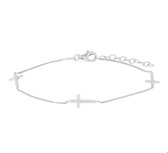 TFT Armband Zilver Kruis 1,0 mm 17 + 3 cm
