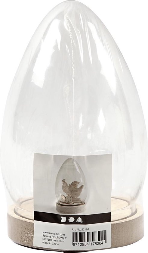 Glazen stolp, Glazen stolp met houten voet for display, 20 cm diameter x (35-50) hoog(Dia20*H35cm