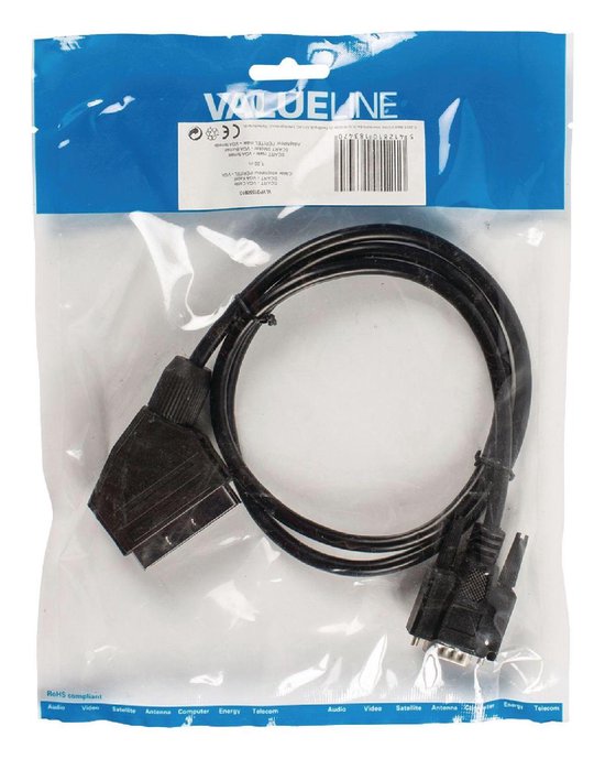 SCART - VGA kabel SCART mannelijk - VGA vrouwelijk 1,00 m zwart | bol.com