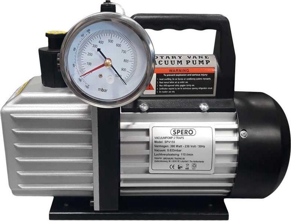 115 liter/min - 2-Traps Vacuumpomp 0.033Mbar SPERO 390Watt - Drukmeter |  bol.com