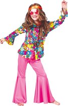 Funny Fashion - Hippie Kostuum - Hippie Broek Roze Meisje - Roze - Maat 116 - Carnavalskleding - Verkleedkleding