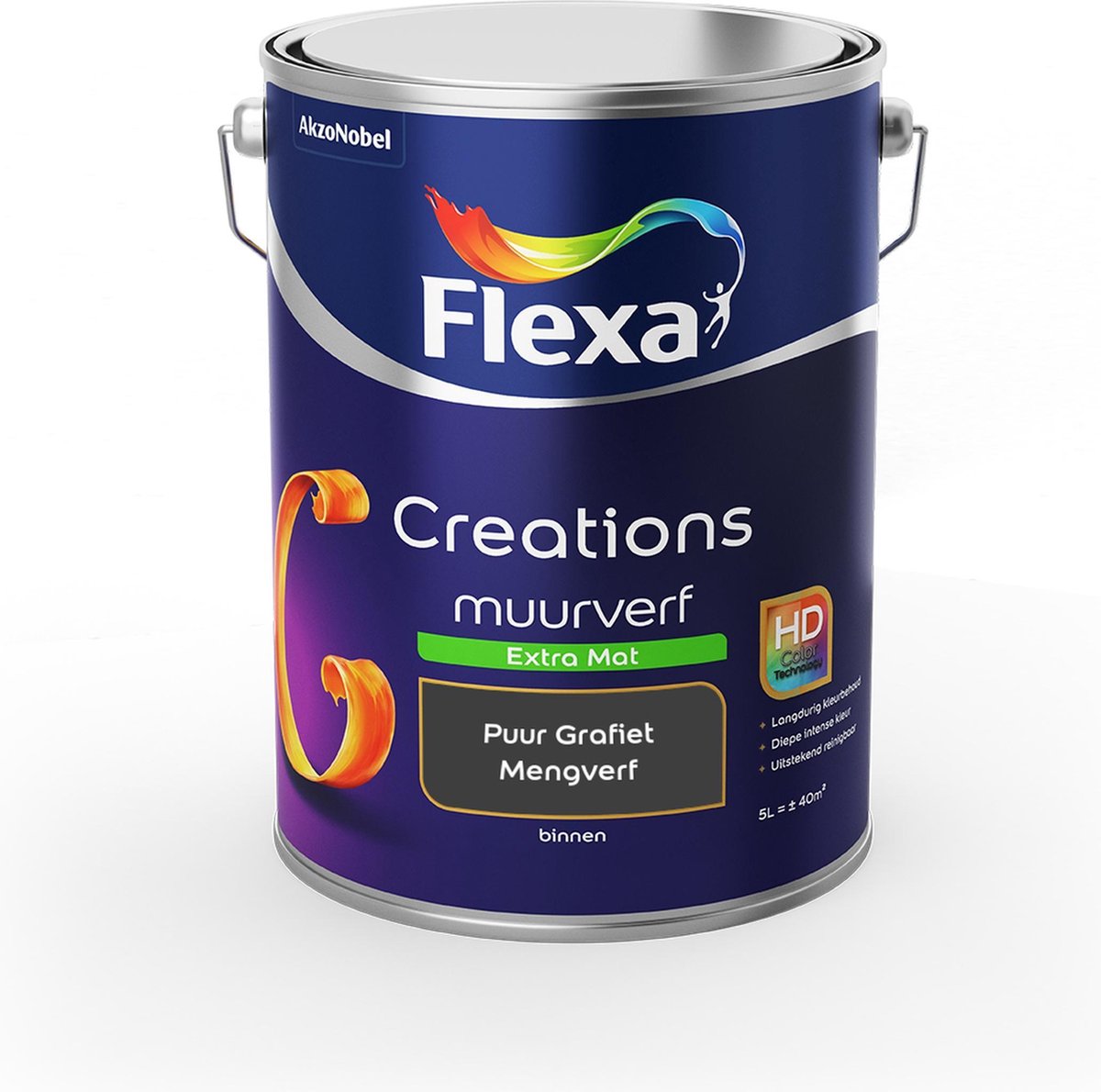 Flexa Creations Muurverf - Extra Mat - Mengkleuren Collectie -Puur Grafiet - 5 liter