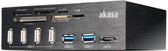 Akasa InterConnect Pro, 5,25 inch USB frontpanel, USB 3.0 cardreader, eSATA, 4-port USB 2.0 HUB, 2x USB 3.0 ports