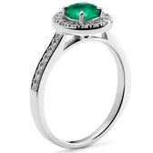 Orphelia RD-3916/EM/54 - Ring - Goud 18 kt - Diamant 0.29 ct / Smaragd 0.43 ct - 17.25 mm /  maat 54