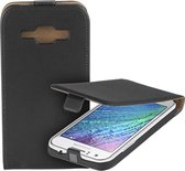 Zwart Eco Lederen Flip Case Cover Hoesje Samsung Galaxy J1