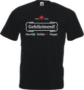 Mijncadeautje T-shirt - Gefeliciteerd, heerlijk, helder - Unisex Zwart (maat M)