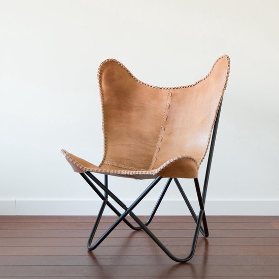 Begunstigde Verstelbaar Emulatie FUJL Butterfly Chair - Vlinderstoel - leder - Cognac | bol.com