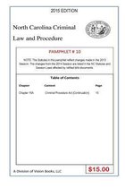 North Carolina Criminal Law and Procedure-Pamphlet # 10