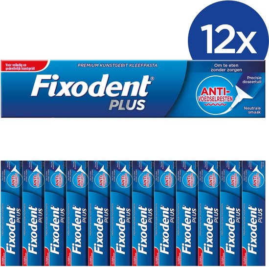 Fixodent Plus anti voedselresten 12X