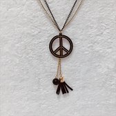 Fashionidea - Mooie goudkleurige ketting met zwart hangers multi layher