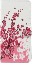 Roze bloem agenda wallet case hoesje Samsung Galaxy A7 (2018)