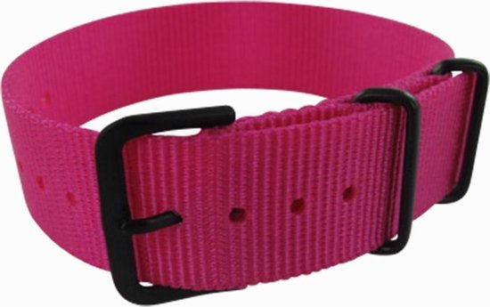 Max Horlogeband 8CS 20012 Nato Horlogeband - Ø18 mm - Roze / Zwart