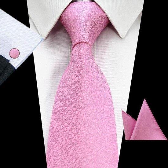 Verhuizer gebruik fonds Roze zijde stropdas set met manchetknopen en pochet – luxe stopdassen set  voor heren | bol.com