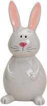 Paashaas/konijnen decoratie beeldje grijs 18 cm - Paas decoratie/accessoire beelden
