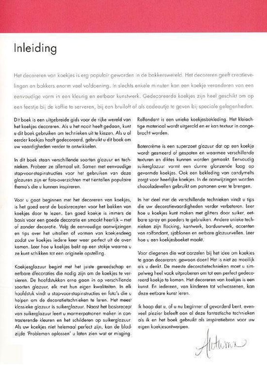 Introductiepagina van "Koekjes decoreren" met tekst en illustratie.