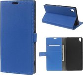 Litchi cover blauw wallet case hoesje Sony Xperia XA Ultra