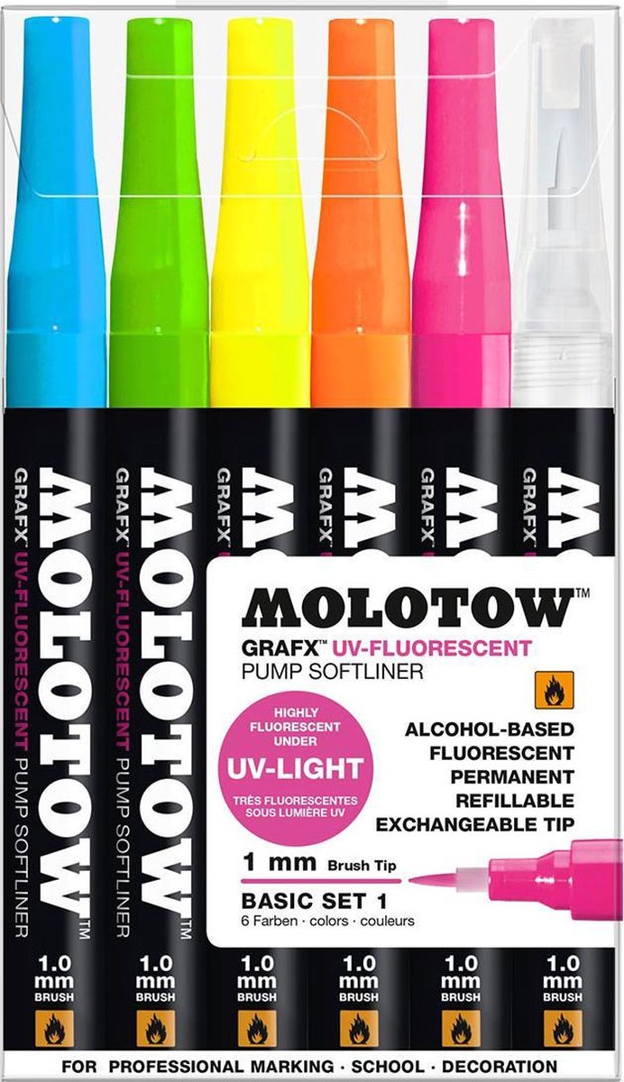 Verdikken Vloeibaar natuurlijk Molotow UV Fluoriserende Stiften Set - Glow bij Blacklight | bol.com