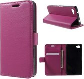 Litchi cover roze wallet case cover Sony Xperia X Compact