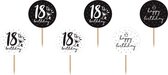 Cupcake toppers/prikkers 18th! birthday, mix (1 zakje met 6 stuks)